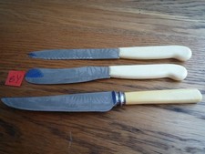 VINTAGE SET BUTTER /CHEESE KNIFE NUTBROWN SHEFFIELD & SALAD KNIFE BONE HANDLE BY