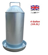Metal Chicken Drinker Large Poultry Fountain HD Steel Galvanised 4 Gallon XL
