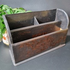 Vintage Wooden Letter Rack Freestanding Vintage 3 Compartments 10in 