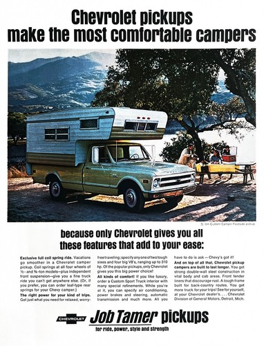1968 chevy camper pickup - camper, truck