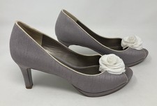 Jacques Vert size 5 (38) grey & white occasion peep toe heel courts shoes