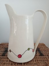 Hand-painted  Cackle Craquelure Glazed Ceramic Jug Pitcher - Signed Di Marshall