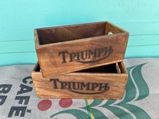 PAIR OF TRIUMPH NESTING STORAGE CRATES BOXES MADE FROM RECLAIMED TIMBER