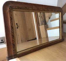 Victorian walnut over mantle mirror