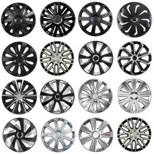 Shield Autocare Wheel Trim Plastic Hub Caps Set Black Silver 13" 14" 15" 16" 17"