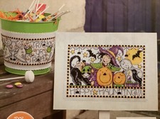 Emma Congdon Halloween Sign Witch Ghost Pumpkin Cross Stitch Chart