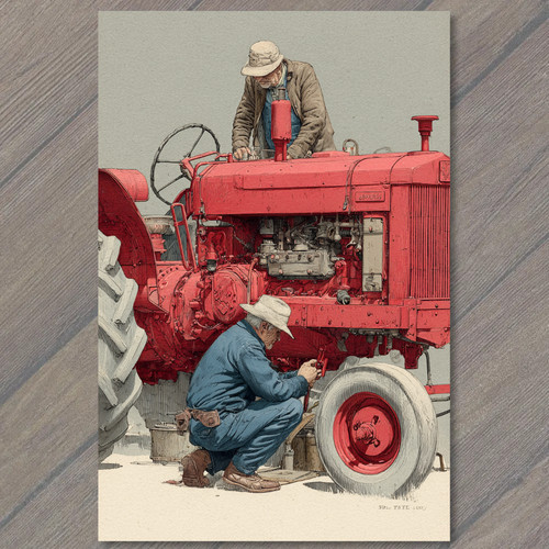 Art print farm workers - art,