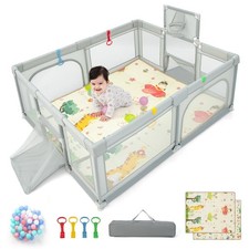 Baby Playpen Extra Large Baby Play Yard with Crawling Mat 50 Ocean Balls