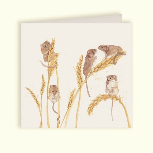 Field mice greeting card - field,