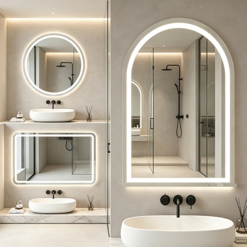 Illuminated bathroom mirror - bathroom,