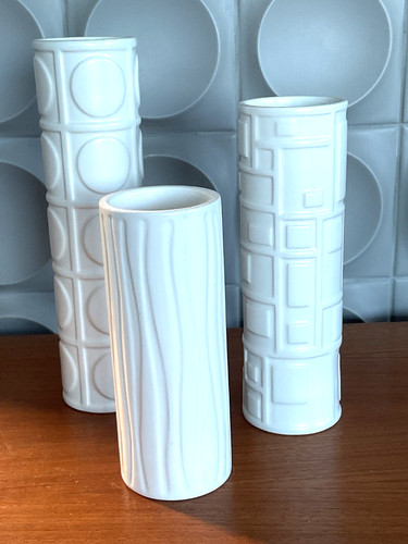 Habitat white ceramic vases - white,