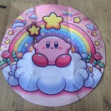 Kawaii Kirby Circle Rug Thin Mat 80cm Gamer Gaming Cure Pastel Fairy Kei