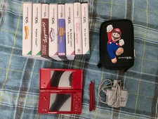 Nintendo DSI (Red) with Charger, Case, 8 Games, & 2GB SD Card