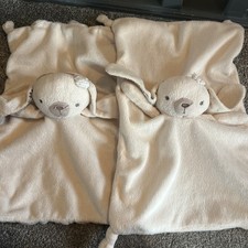 MAMAS And PAPAS MILLIE & BORIS CREAM BUNNY RABBIT BABY COMFORTER X2 BLANKIE