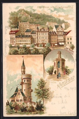 Lithograph carlsbad old - carlsbad,,