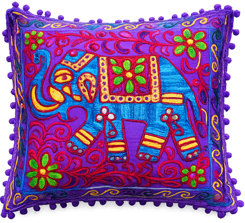 Colourful elephant cushion - elephant,