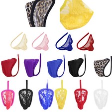UK Men Sheer Mesh Lingerie C String C Shape G String Bulge Pouch Thong Underwear