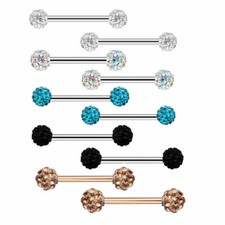 1Pair CZ Nipple Bar Ring