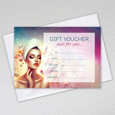 Gift Vouchers Card A6 Salon Beauty Shops Business Hairdressers Spa Blank Female