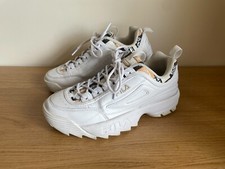 Fila Disruptor II 2 Trainers - White with Beige / Black Trim - Women's Size UK 5
