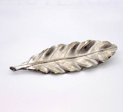 Vintage leaf brooch silver - vintage,