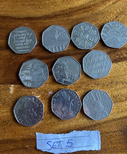 British 50p coin - job, lot