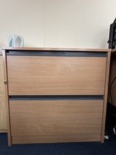 2-Drawer Wooden Lateral Filing Cabinet – Beech Effect – 82cm W x 64cm D x 72cm H