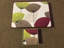 SANDERSON PIMPERNEL Dandelion Clocks 6 Placemats 12x9 & 6 Coasters 4x4 inches 