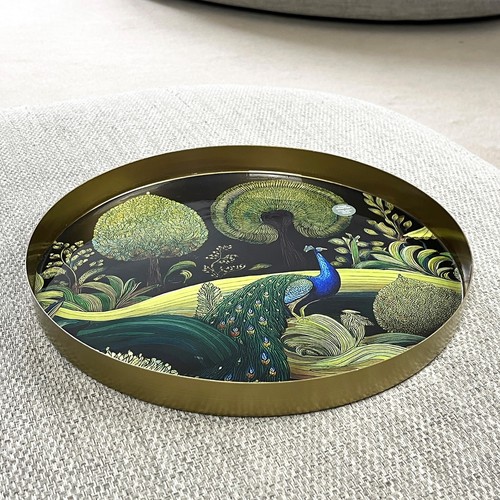 Gold round decorative tray - round,