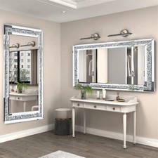 1.2m Crushed Diamond Crystal Wall Mirror Bevelled Mirror Vertically Horizontally
