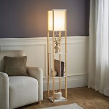 Floor Lamp Shelves Standard Shelf Storage Wooden Standing Living Room Light