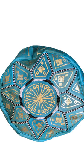 Moroccan leather pouffe fair - leather,