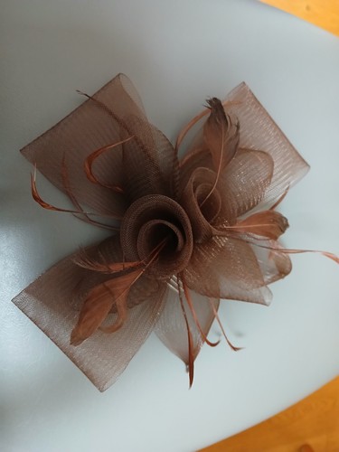 Brown fascinator with comb - fascinator,