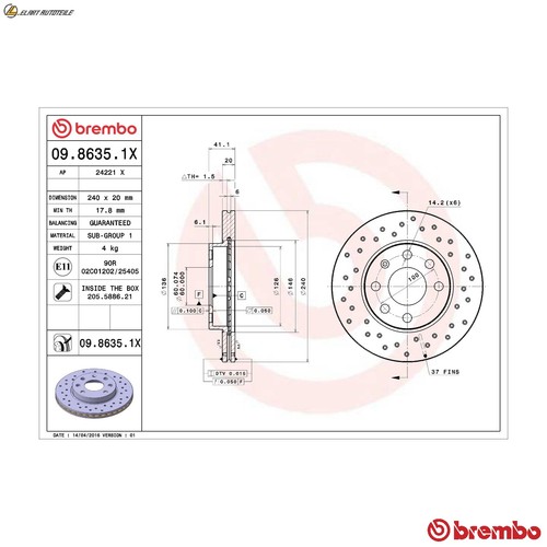 Brake discs 8635 1x - brake, for