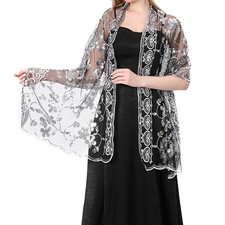 Stylish Silk Shawl Scarf with Elegant Sequin Embroidery for Any Outfit