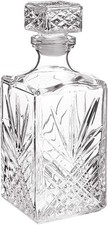 1 Litre Cut Glass Square Glass Decanter - Whisky Decanter