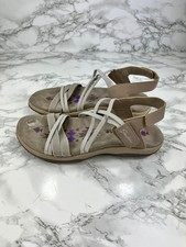 Skechers Slim Memory Foam Sandals Womens UK 4 Beige Casual Comfort Adjustable