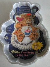 Vintage Wilton Birthday Bear Cake Tin with Original Instructions  And Label.