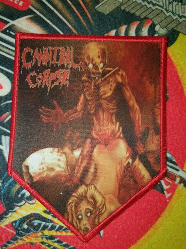 Death metal shield patch - shield, red
