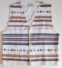 Vintage Sweater Shop Vest - Medium / White Native American Pattern