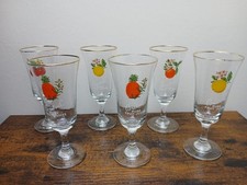Set of Six Tall Britvic Fruit Juice Glasses Vintage Retro