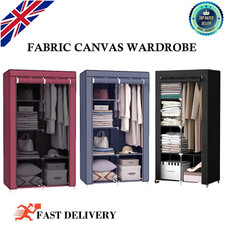 Wardrobe With Hanging Rail Shelving Clothes Storage Large Cupboard Fabric Canvas