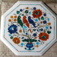 Birds Floral Art Marble White