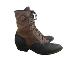 Vtg 80s 90s victorian granny western lace up boots women 7.5 USA