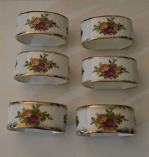 Royal Albert Old Country Roses 1962 - 6 Napkin Rings Very Good Condition