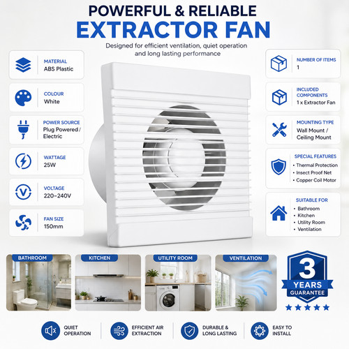 Extractor fan 150mm - fan, 6"/150mm