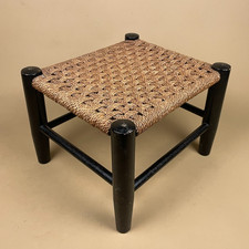Wooden Foot Stool Woven Wood