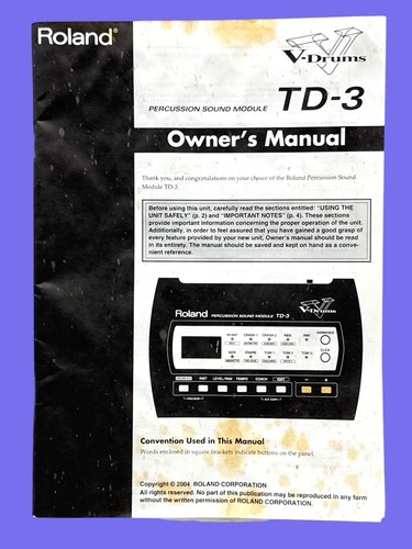 Roland drums owner s - td-3, owner's