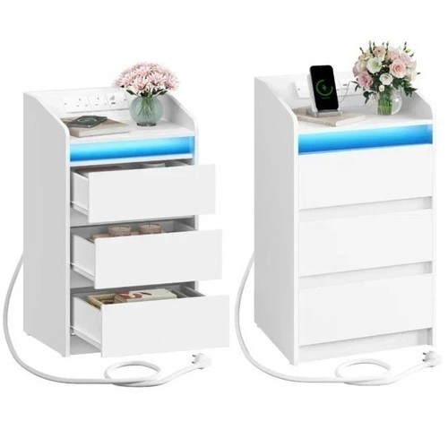 Led bedside table - led, drawers