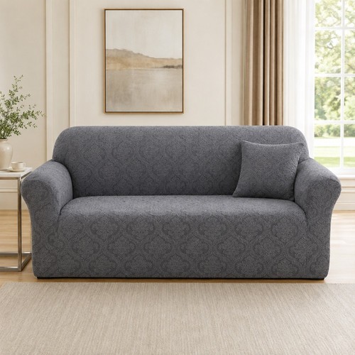 Grey stretch sofa cover 2 - stretch, |